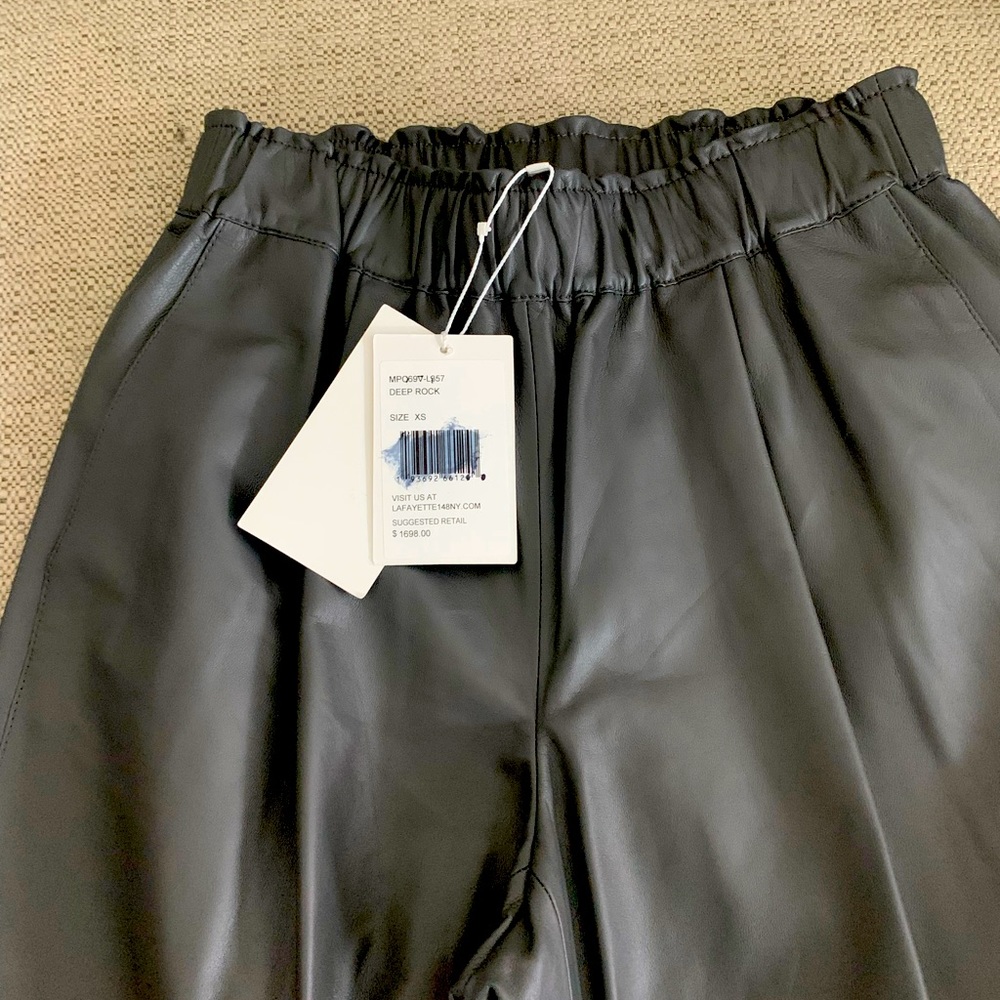 Lafayette 148 New York leather gray pants XS